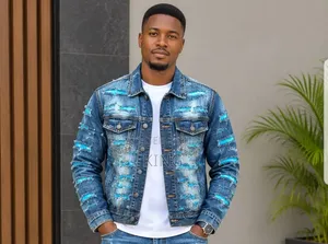 Men's Paint-Stroke and Distressed Denim Jackets