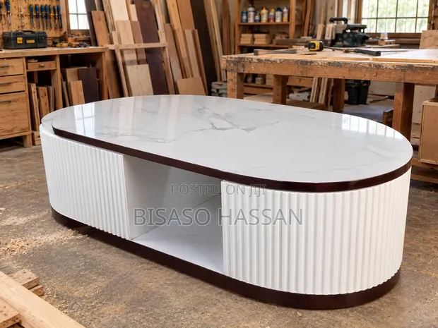 Coffee Table - White Oval - 1