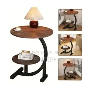 2-Tier Round Side Table with Metal Frame