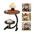 2-Tier Round Side Table with Metal Frame - 1