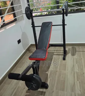 Multi-Station Adjustable Gym Bench with Weight Bar