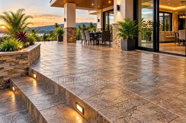 Premium Stamped Concrete Decking Installation - 1