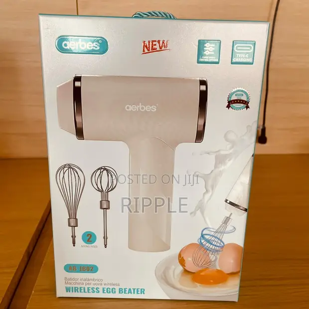 Aerbes Rechargeable Electric Hand Mixer - 3 Speed, Pink - 1