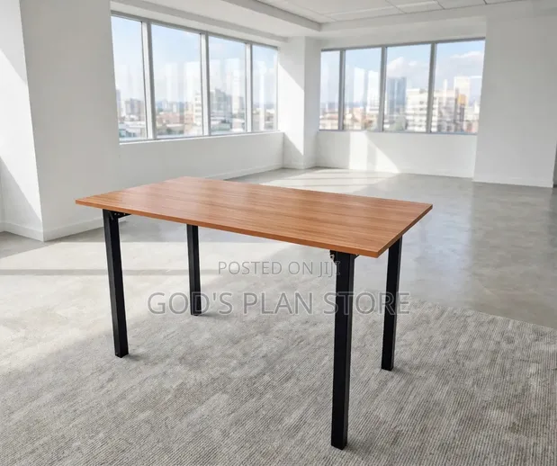 Foldable Wooden Dining Table with Black Metal Legs - 1