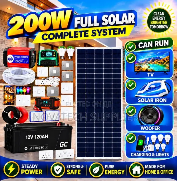 200W Full Solar System with 500W Inverter & 120Ah Battery - 1