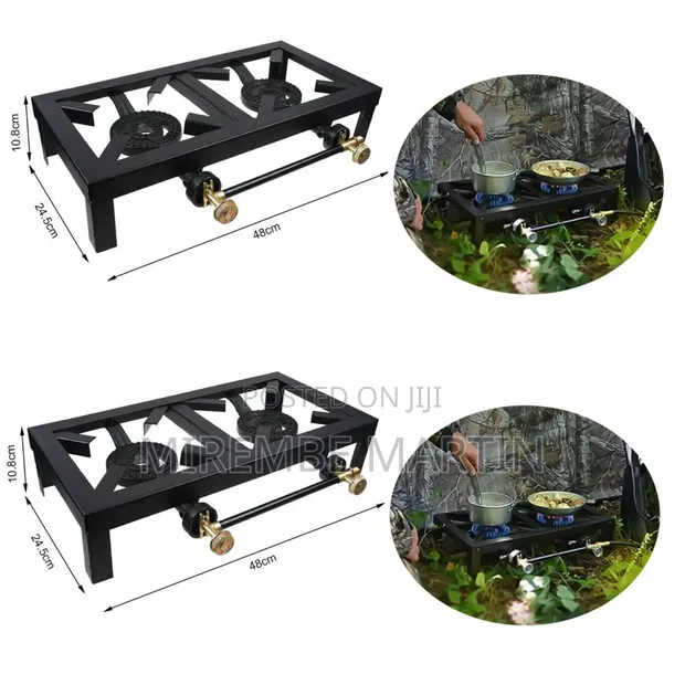 Portable Cast Iron Double-Burner Gas Stove - 1