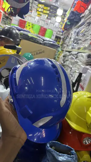 Heavy Duty Blue Safety Helmet with Reflective Strips