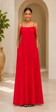 Elegant Pom-Pom Maxi Dress - Lygia & Nanny - 3