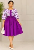 Flora Short Dress - Purple Floral Ankara - 1