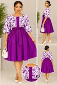Flora Short Dress - Purple Floral Ankara - 2