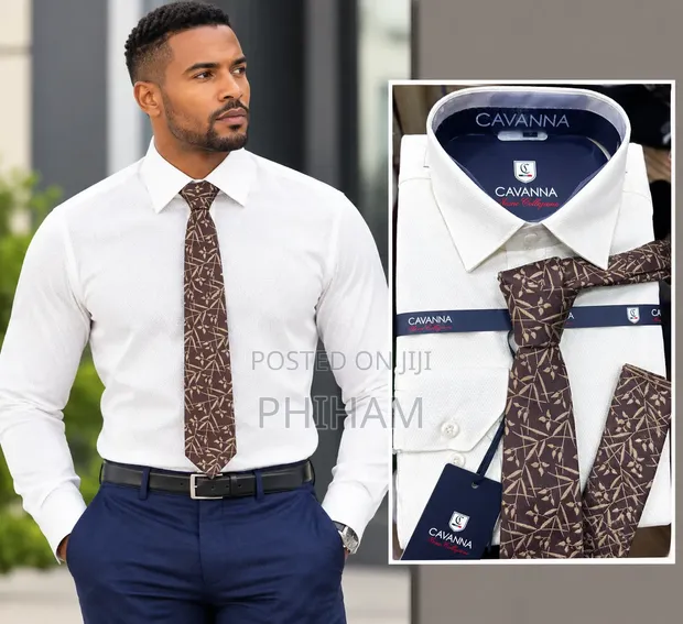 Men's Elegant Shirt and Tie Set - 1