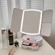 Tri-Fold LED Lighted Tabletop Makeup Mirror - 2