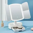 Tri-Fold LED Lighted Tabletop Makeup Mirror - 3