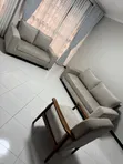 Modern Grey Fabric Sofa Set - 2