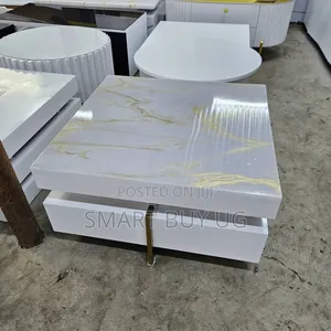 Square Swivel Center Table - White Glossy Finish