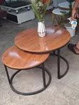 Nesting Centre Table Set - Brown Laminate - 1