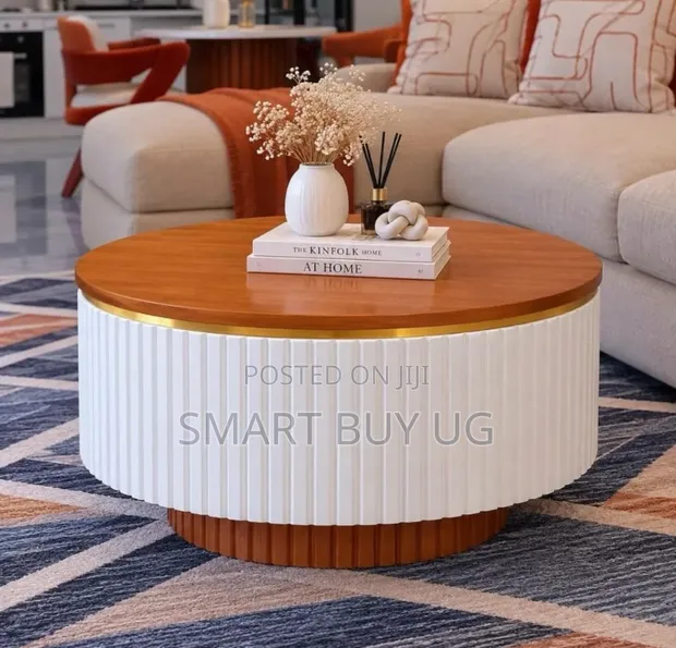 Round Swivel Coffee Table - Multicolored Glossy Finish - 1