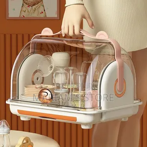 Portable Baby Bottle & Dish Drying Rack with Dust Cover