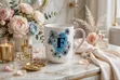 Floral Ceramic Cups - 12 Piece Set - 1