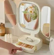 Trifold LED Makeup Mirror with Organizer Base - 1
