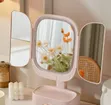 Trifold LED Makeup Mirror with Organizer Base - 2