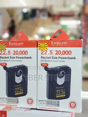 Excellent P26 Power Bank, 20,000mAh, 22.5W Fast Charging