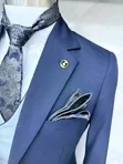 Navy Blue Turkish Suit with Sky Blue Waistcoat - 5