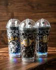1pc 2-Layer Ice Cream & Juice Bottle Cups With Straw - 1