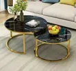Two Piece Marble Top Round Center Tables - 1