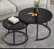 Two Piece Marble Top Round Center Tables - 2