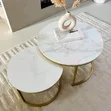 Two Piece Marble Top Round Center Tables - 3