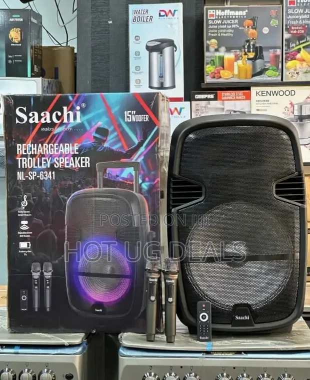 Saachi 15" Rechargeable Trolley Speaker with 2 Mics (NL-SP-6341) - 1