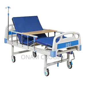 2-Crank Manual Hospital Bed with Overbed Table