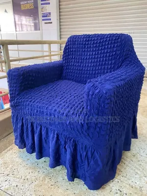 One Seater Elastic Chair Cover - Blue & Brown