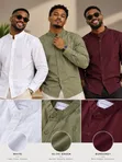 Collarless Long Sleeved Shirts - 2
