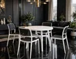 White Round Plastic Table and 4 Black/White Chairs Set - 1