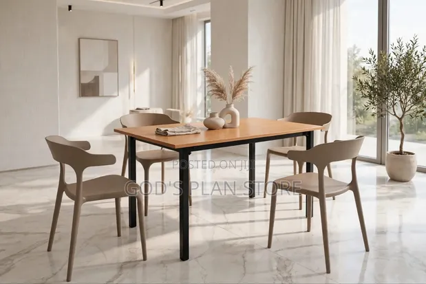 120x60cm Wooden Foldable Dining Table and 4 Chairs Set - 1