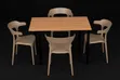 Wooden Foldable Dining Table with 4 Beige Armrest Chairs - 2