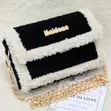 Crochet Handbag - Blue & White with Chain Handle - 1