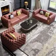 Brand New 5-Seater Pure Leather Chesterfield Sofas - 1