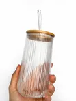 Ribbed Glass Tumbler 400ml - 1